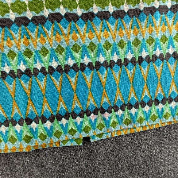 J Crew Pencil Skirt Women Green Blue Geometric Size 6 Back Zip Cotton Office - Picture 10 of 16